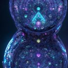 Humanoid Face with Mechanical Patterns and Red Eyes