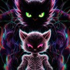 Whimsical Cat Figure in a Vibrant Fantastical Setting