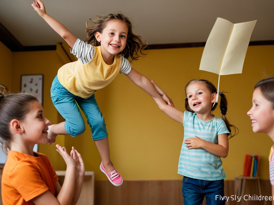 Playful Children Enjoying Indoor Fun in Bright Room