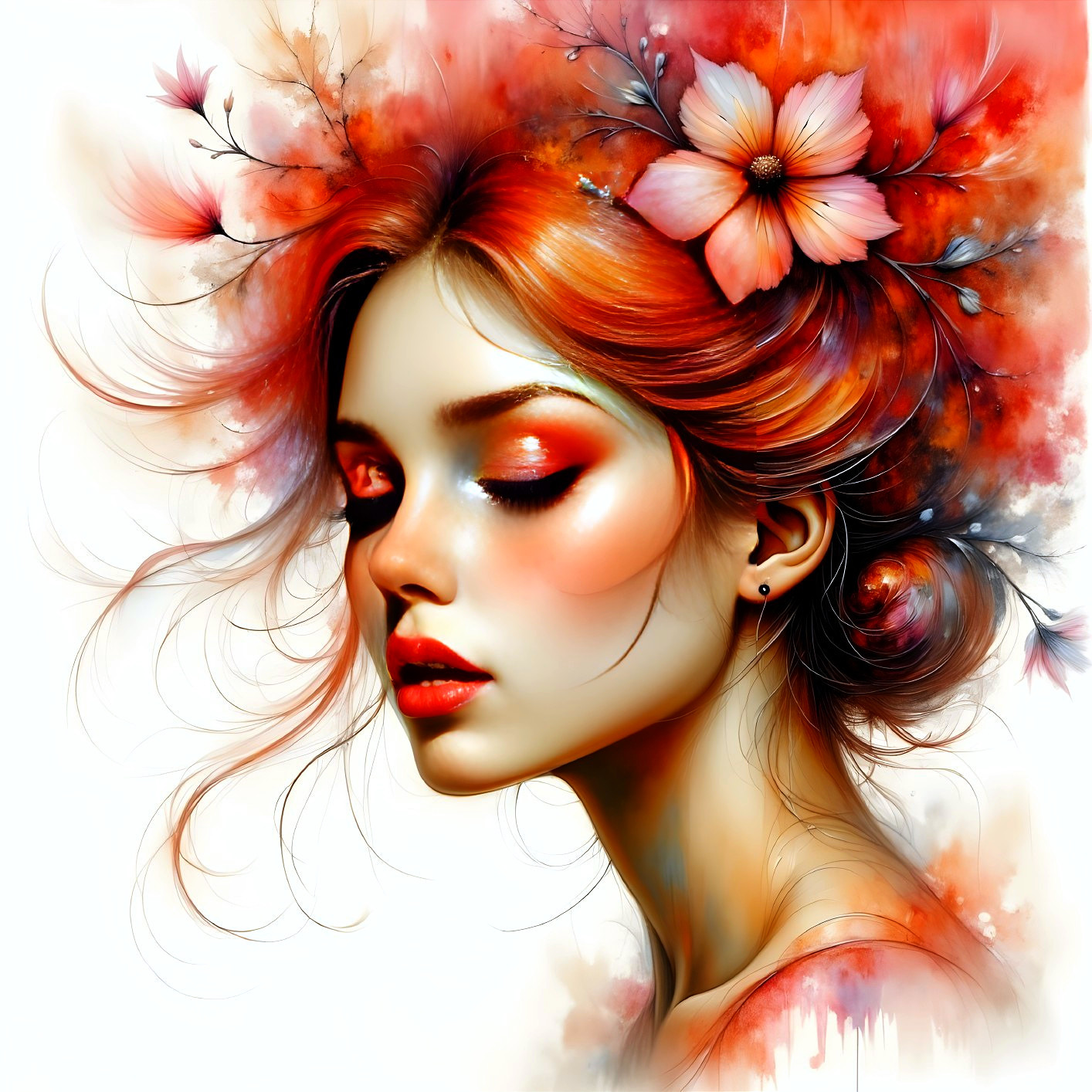 Artistic Portrait of a Young Woman with Red Hair