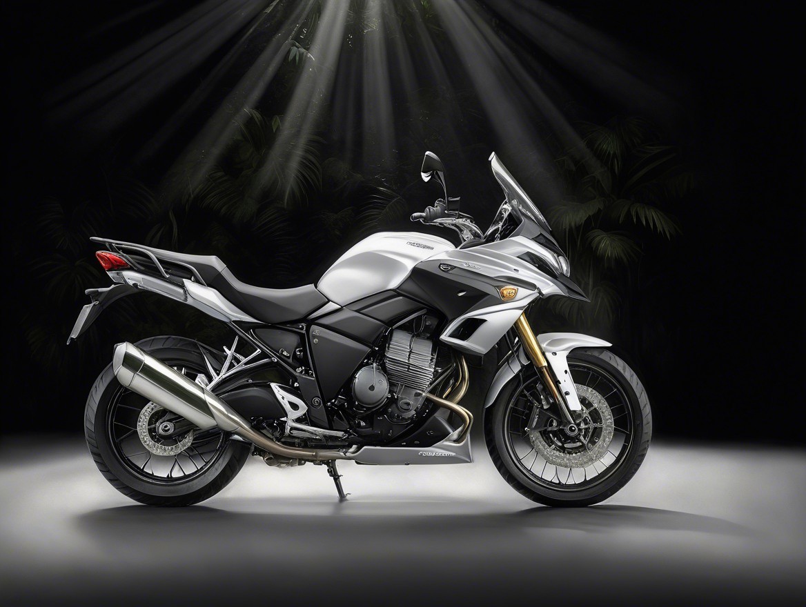 Modern Motorcycle in Dramatic Lighting and Design