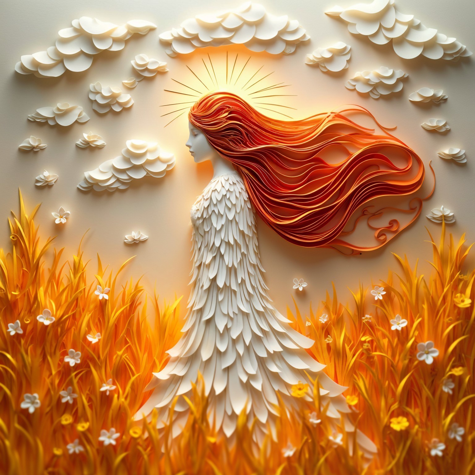 Whimsical Art Depicting a Woman in Nature