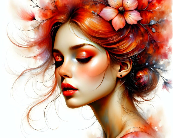 Artistic Portrait of a Young Woman with Red Hair
