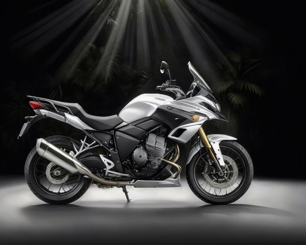 Modern Motorcycle in Dramatic Lighting and Design