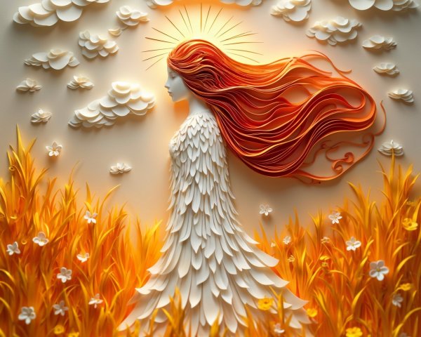 Whimsical Art Depicting a Woman in Nature