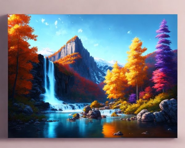 Majestic Waterfall Surrounded by Autumn Landscape