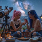 Elegant Figures in Mystical Setting with Crystal Chalice