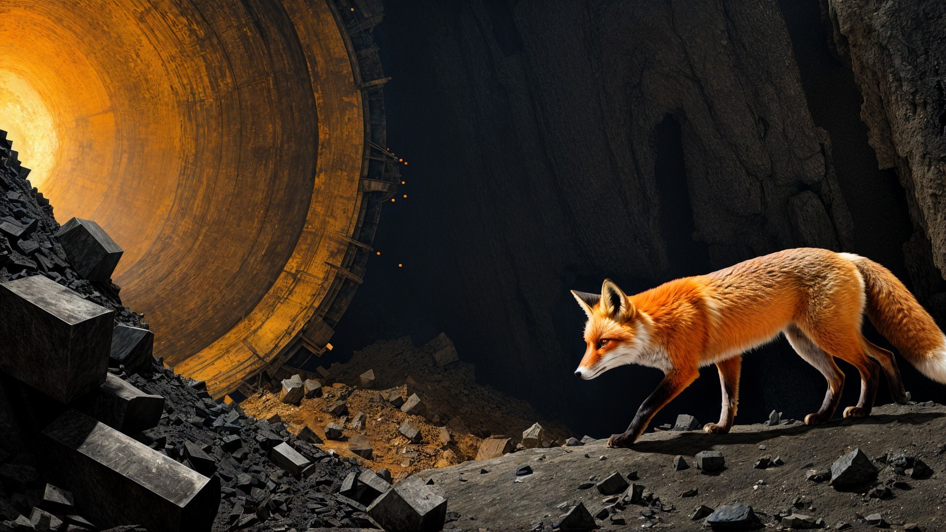 Fox's Journey Through an Underground Realm