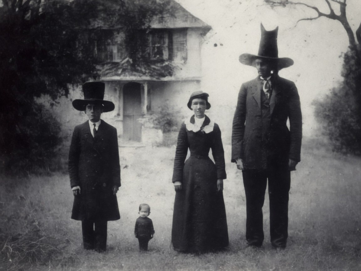 Vintage Black-and-White Photo of Formal Attire Group