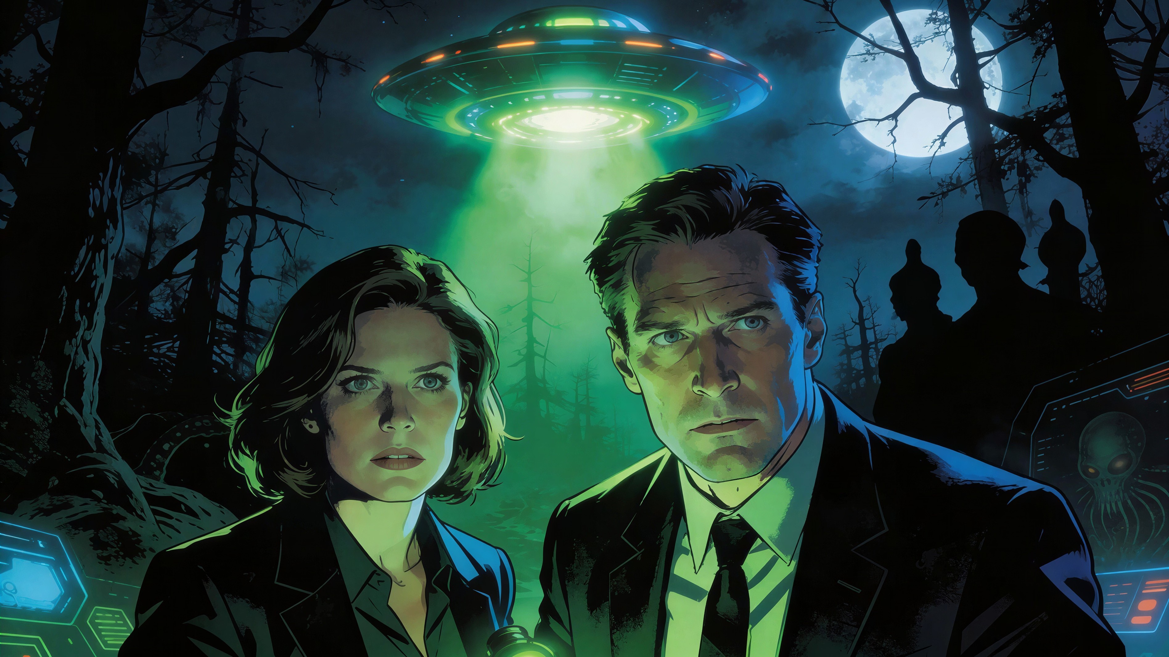 Comic Book Style Portrait of Two Serious Individuals