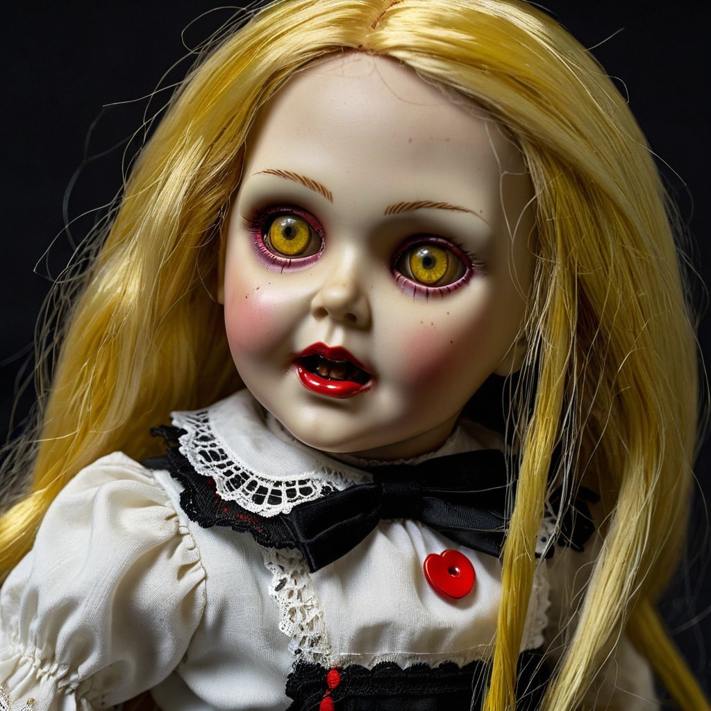Vintage Doll with Pale Skin and Yellow Eyes