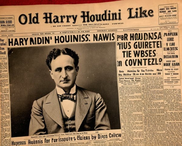 Old Newspaper Featuring Houdini Portrait and Headlines