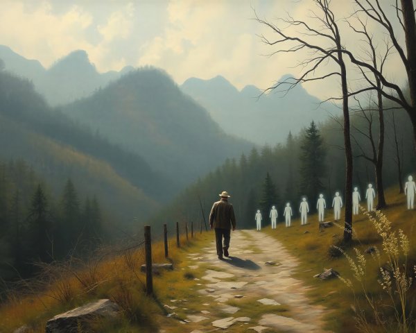 Detailed Landscape with Figures Along a Dirt Road