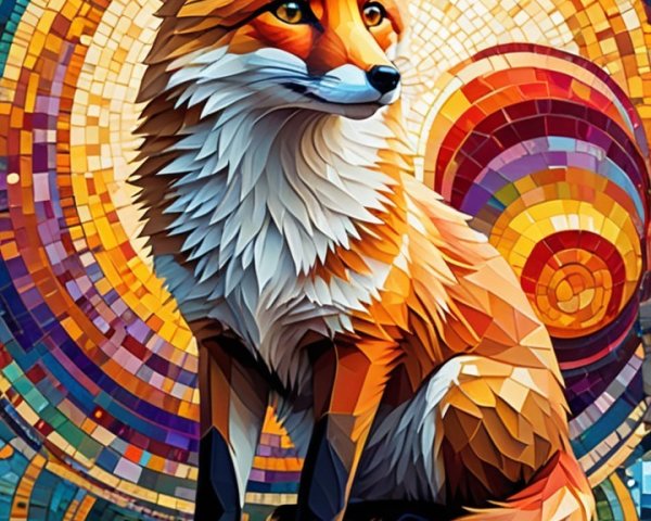 Vibrant Stylized Fox with Colorful Swirling Patterns