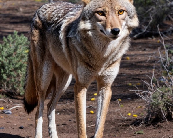 Coyote in Natural Setting with Brown and Tan Fur