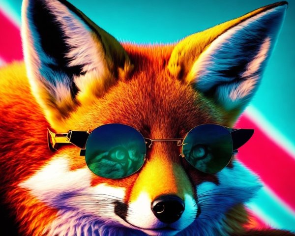 Stylized Illustration of a Fox with Sunglasses