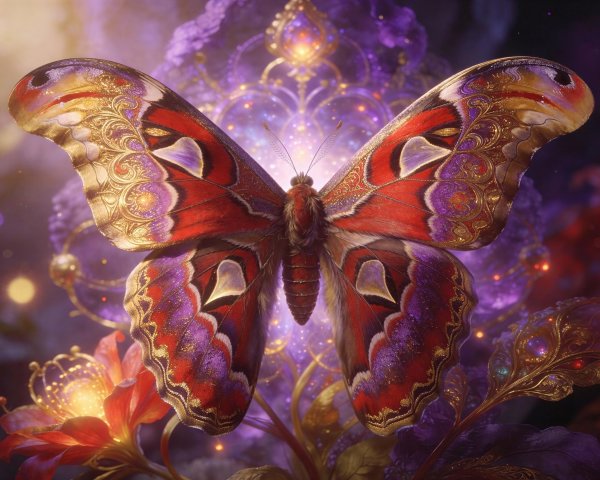 Mystical Large Butterfly with Intricate Wing Patterns