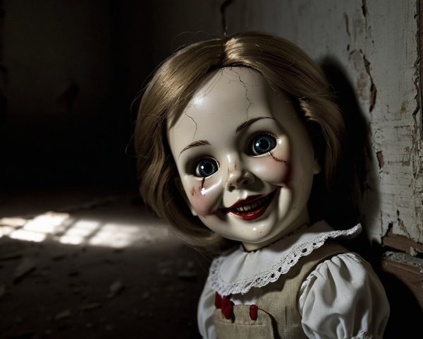 Vintage Porcelain Doll in Abandoned Setting