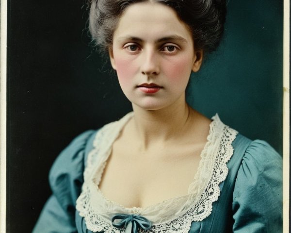 Elegant portrait of a woman in a turquoise dress