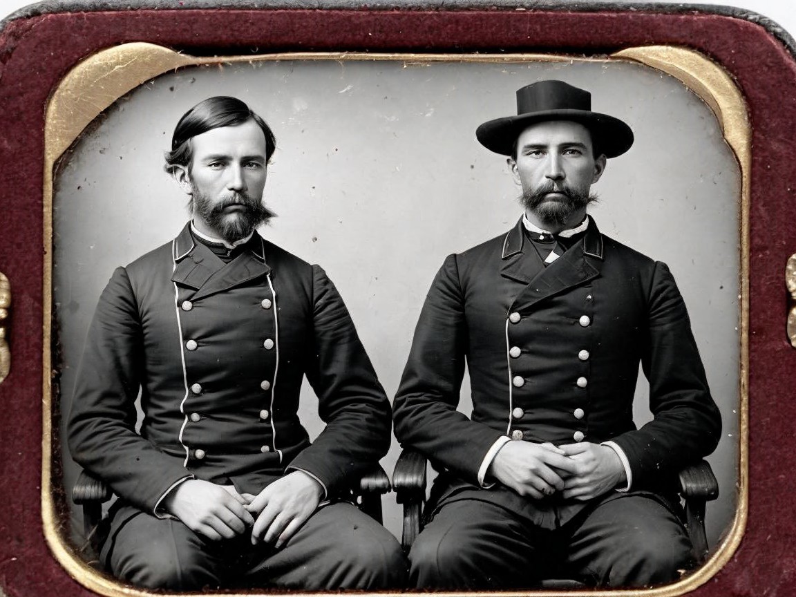 Vintage Photograph of Two Bearded Men in Suits