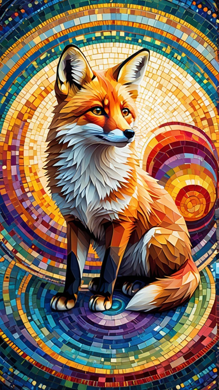 Vibrant Stylized Fox with Colorful Swirling Patterns