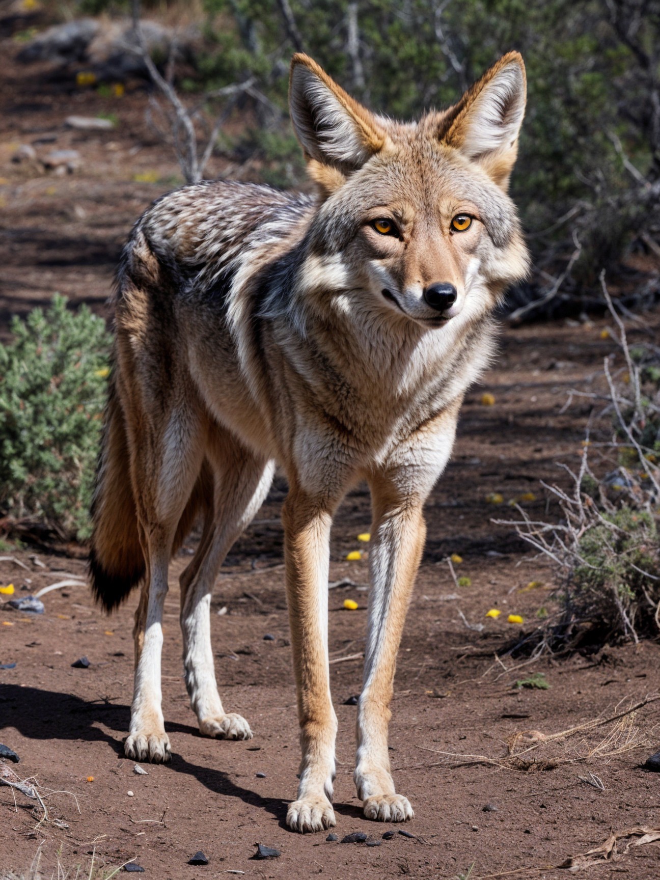 Coyote in Natural Setting with Brown and Tan Fur