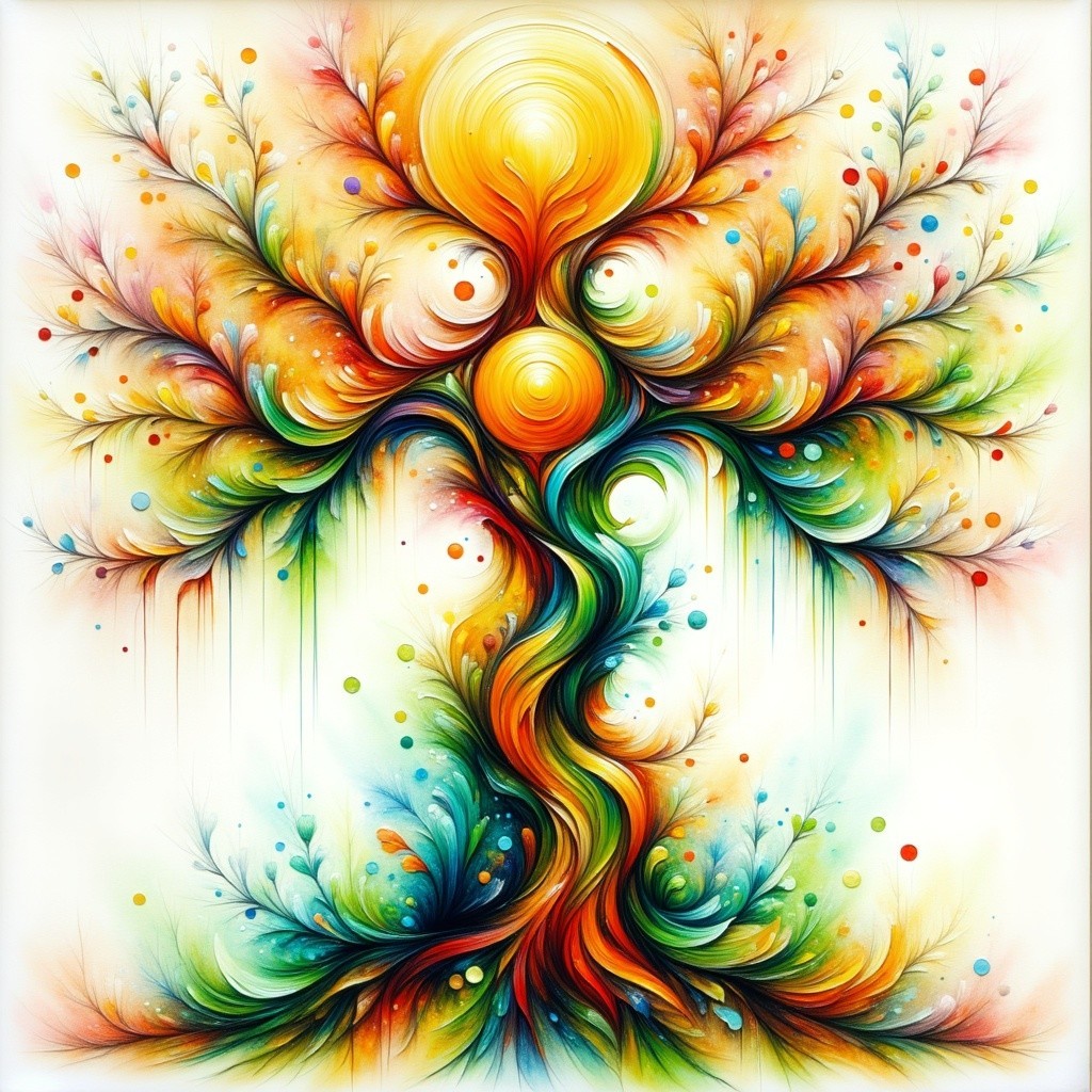 Vibrant Abstract Tree Artwork with Swirling Colors