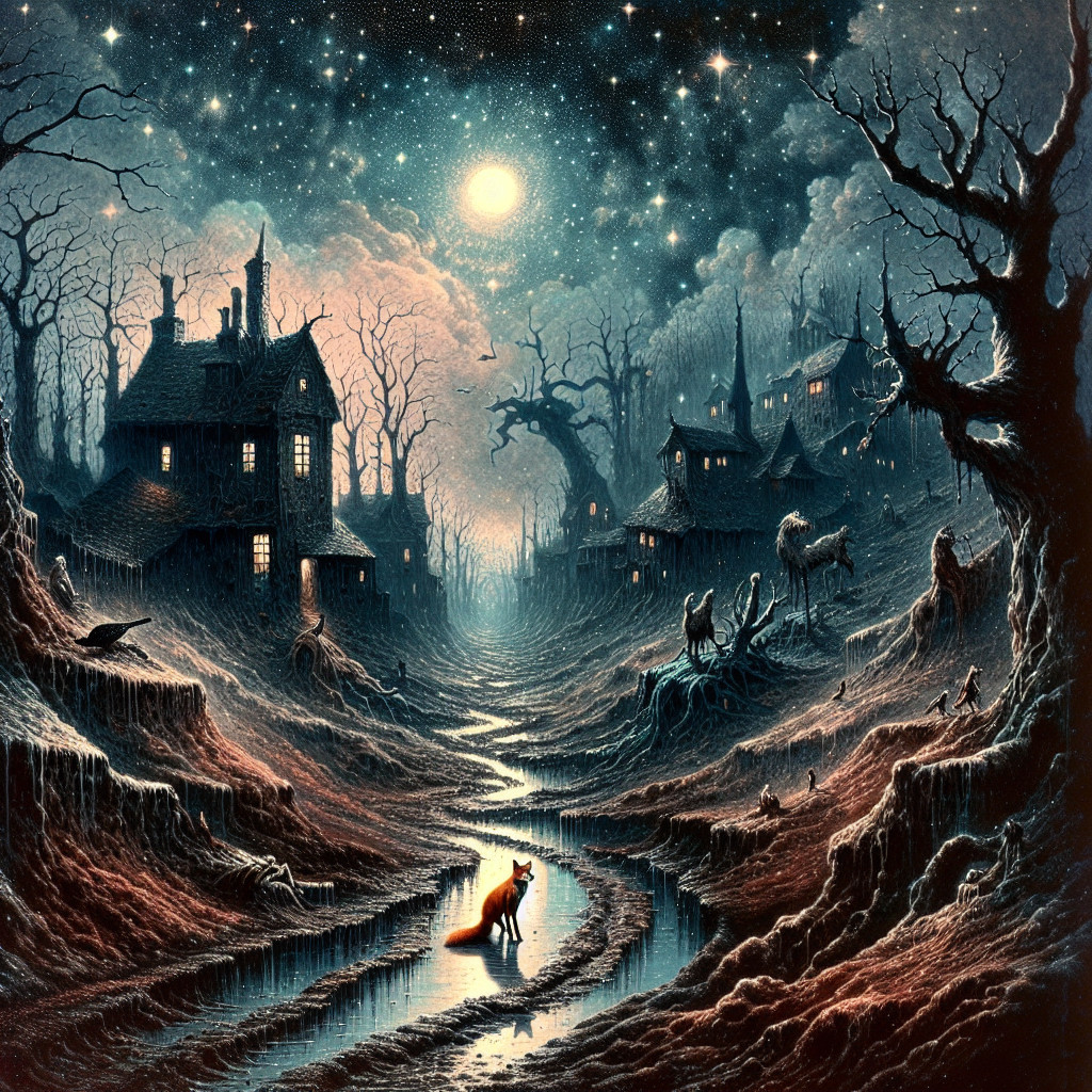 Mystical Night Scene in a Twisted Forest Landscape