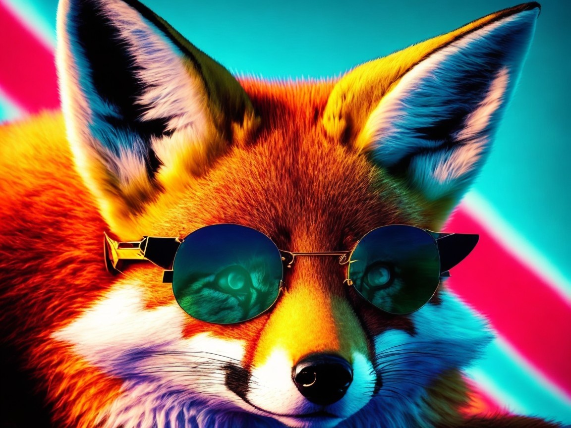 Stylized Illustration of a Fox with Sunglasses