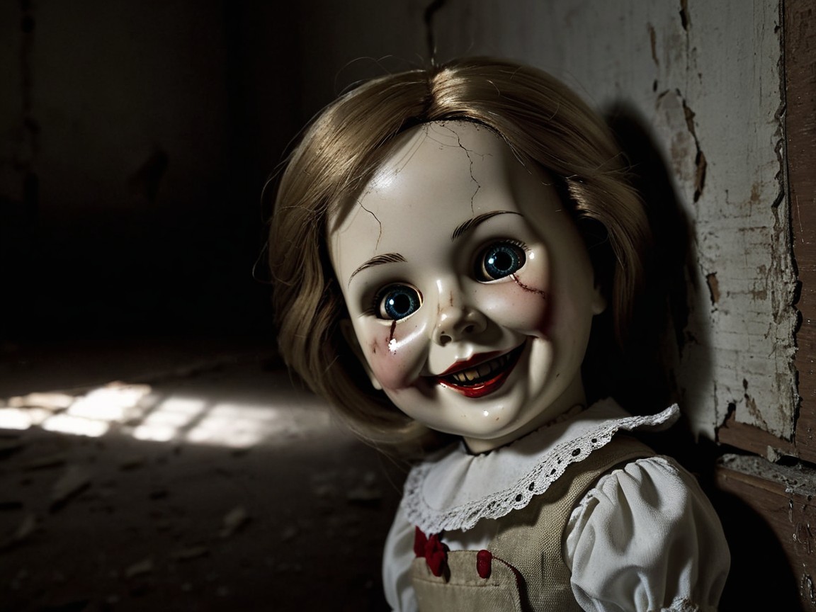 Vintage Porcelain Doll in Abandoned Setting