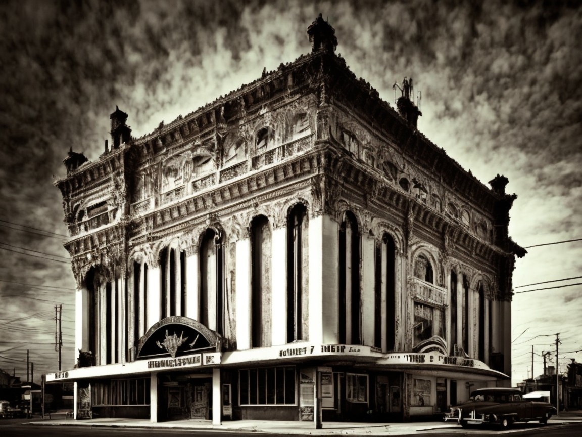 Historic theater building with ornate architecture details
