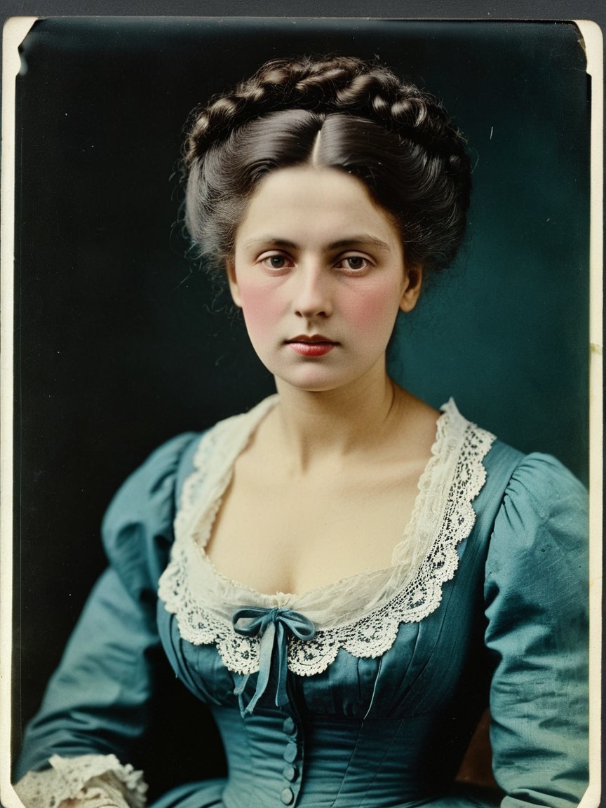 Elegant portrait of a woman in a turquoise dress
