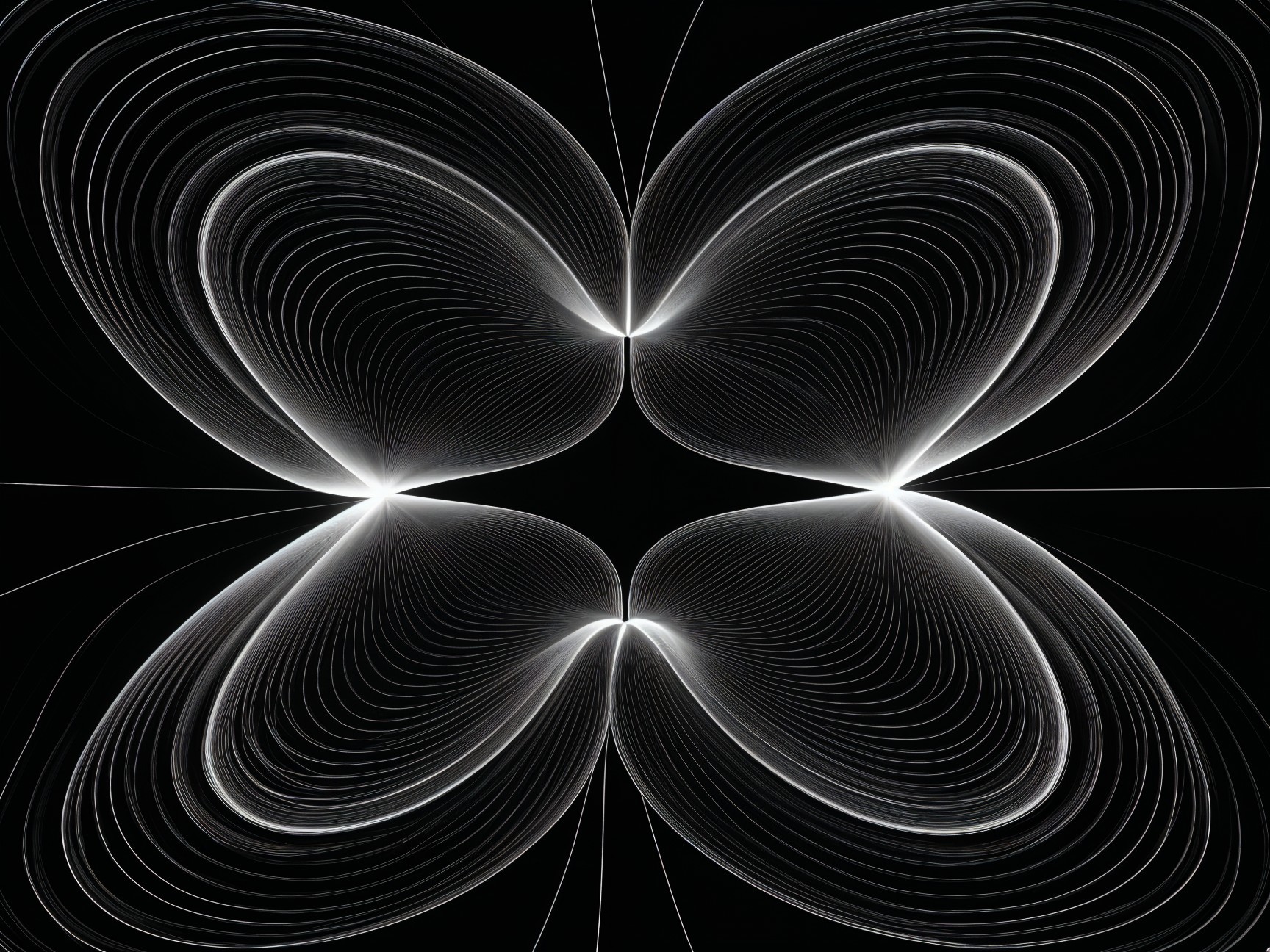 Symmetrical Butterfly Pattern in White and Black Design