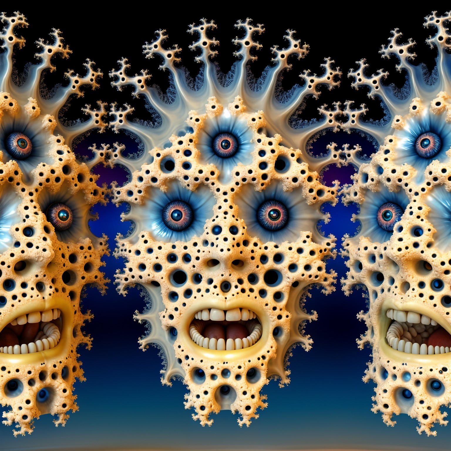 Surreal Abstract Faces with Vibrant Colors and Patterns