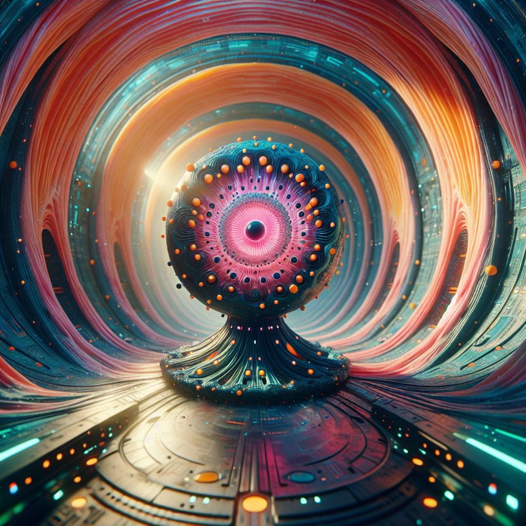 Surreal Landscape with Pulsating Luminous Core