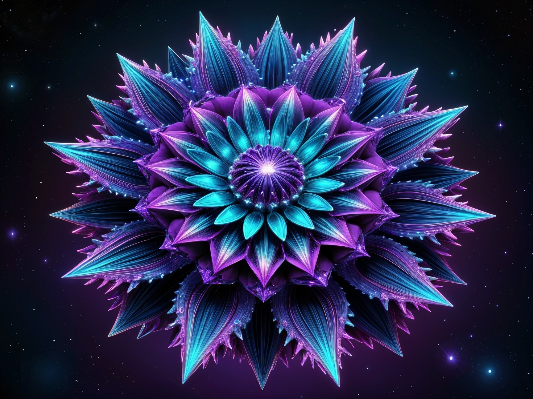Intricate Flower Mandala with Cosmic Background