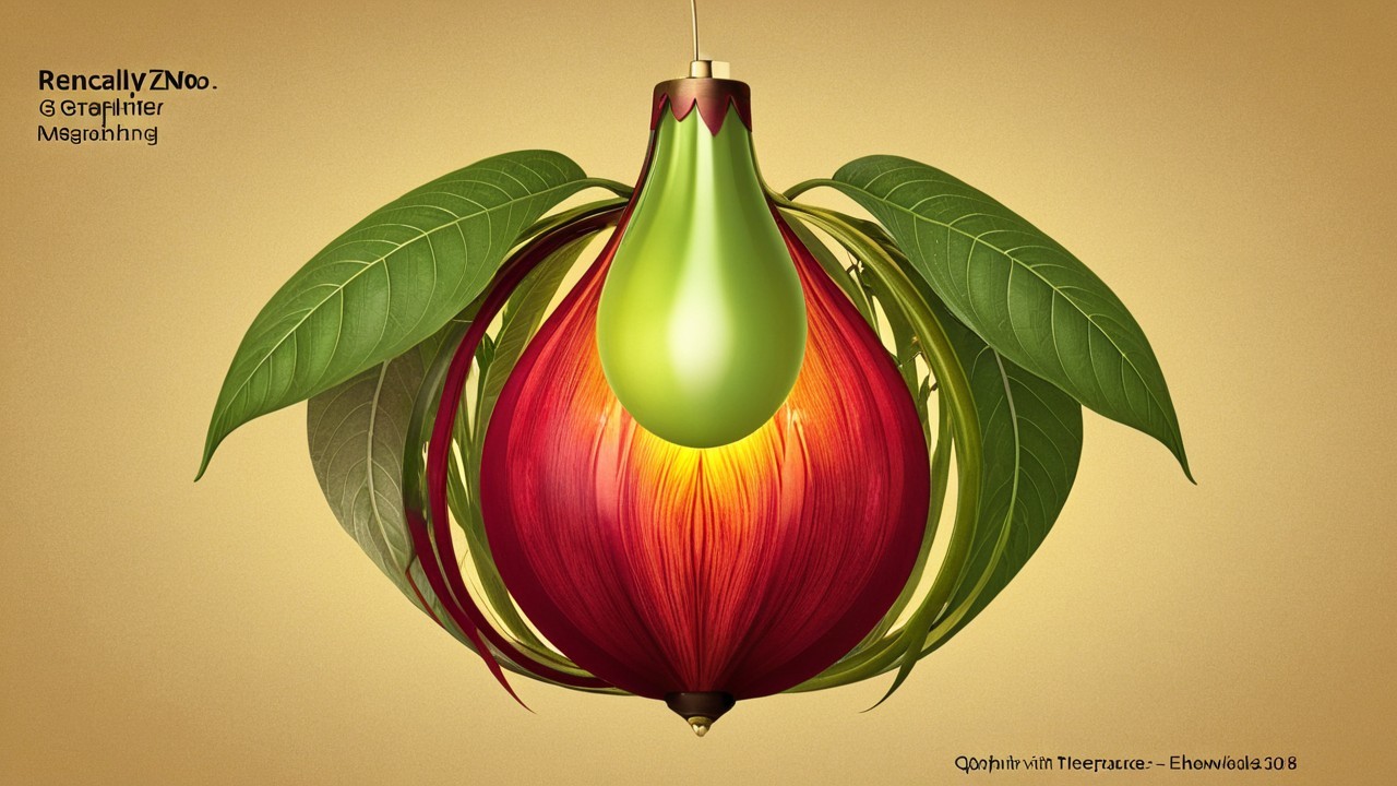 Surreal Digital Fruit with Flower and Bulb Elements