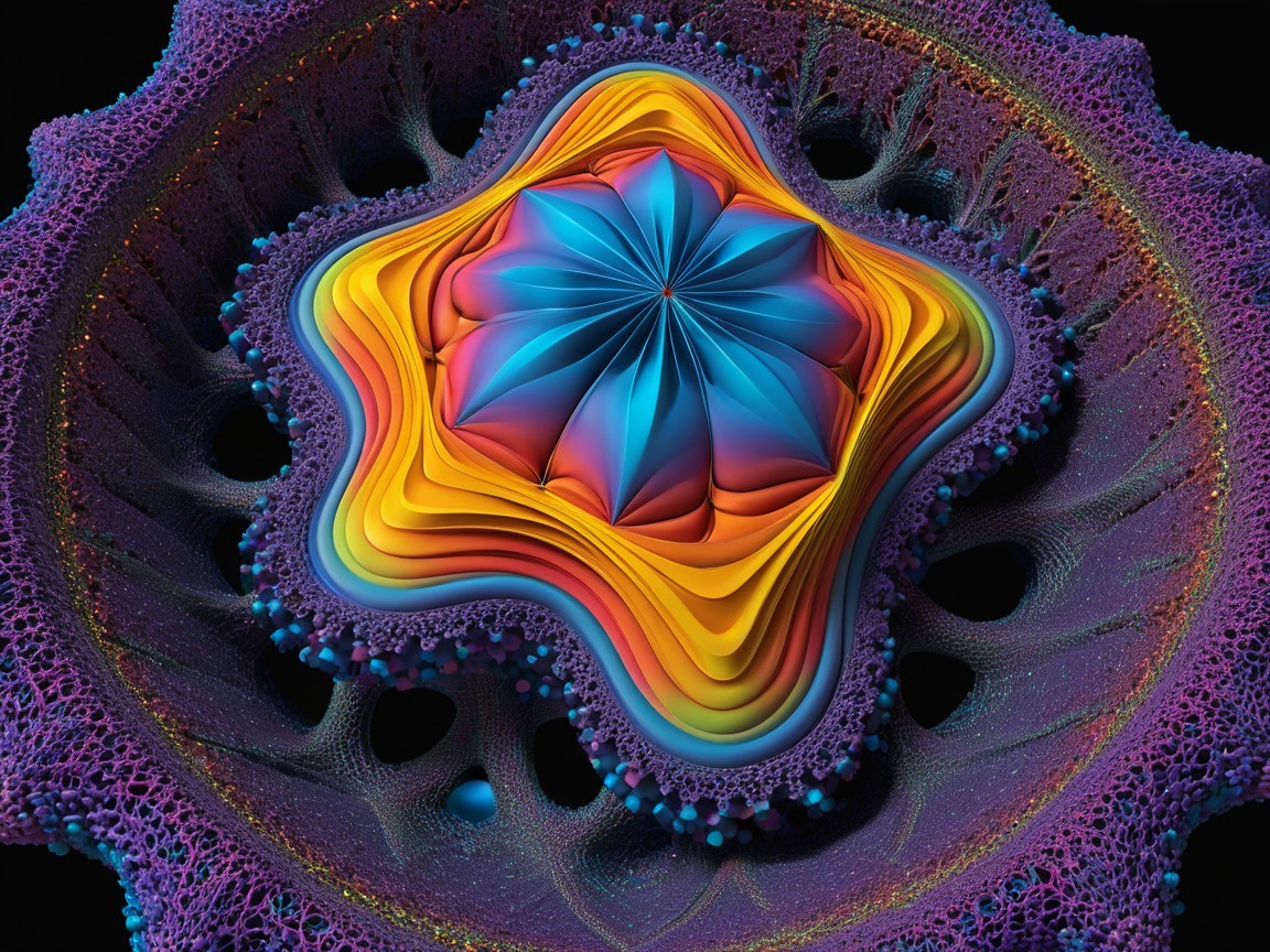 Intricate Fractal Design with Star-Like Structure