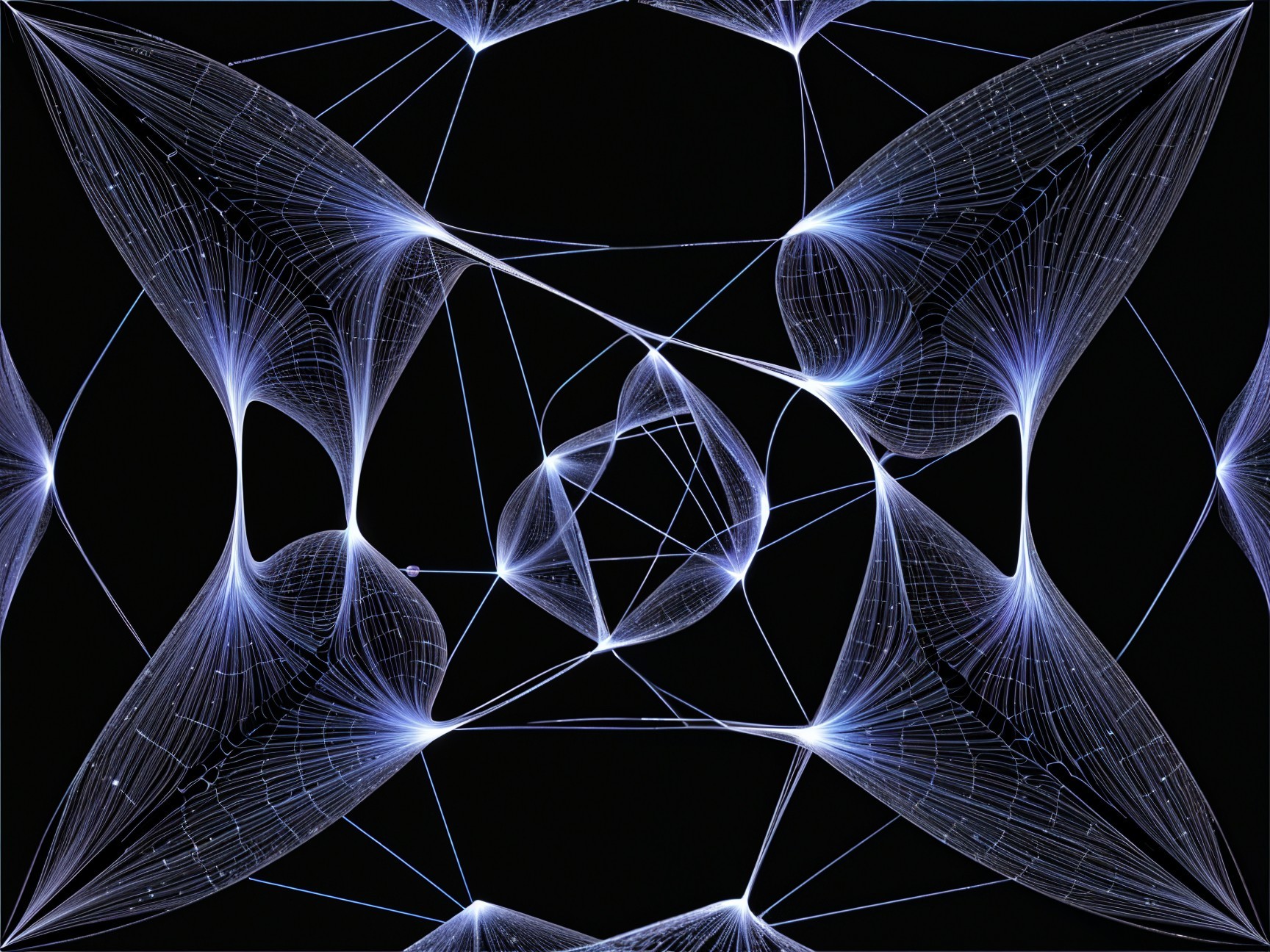 Intricate Geometric Design with Swirling Lines and Nodes