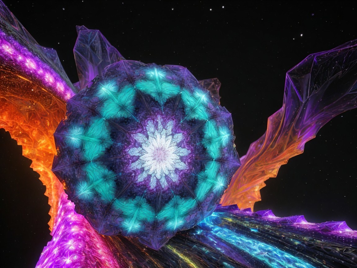 Fractal-Inspired Structure with Vibrant Cosmic Colors