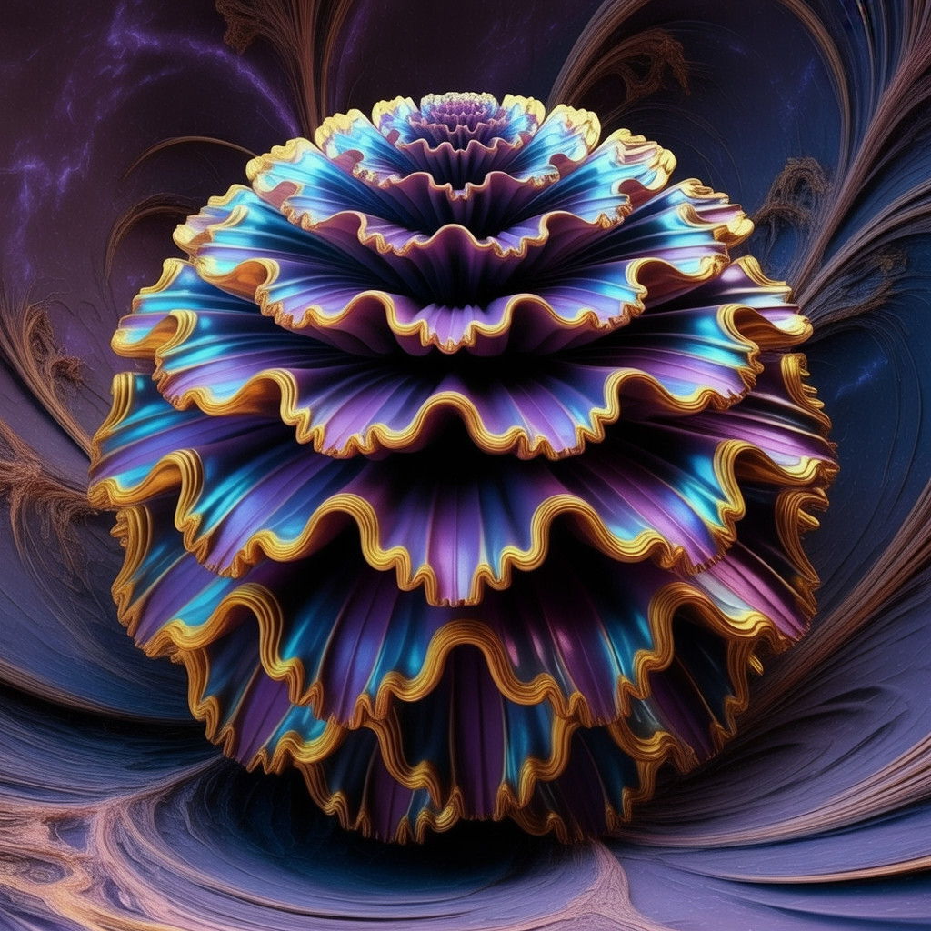 Vibrant Multi-Layered Spherical Shape in Abstract Design