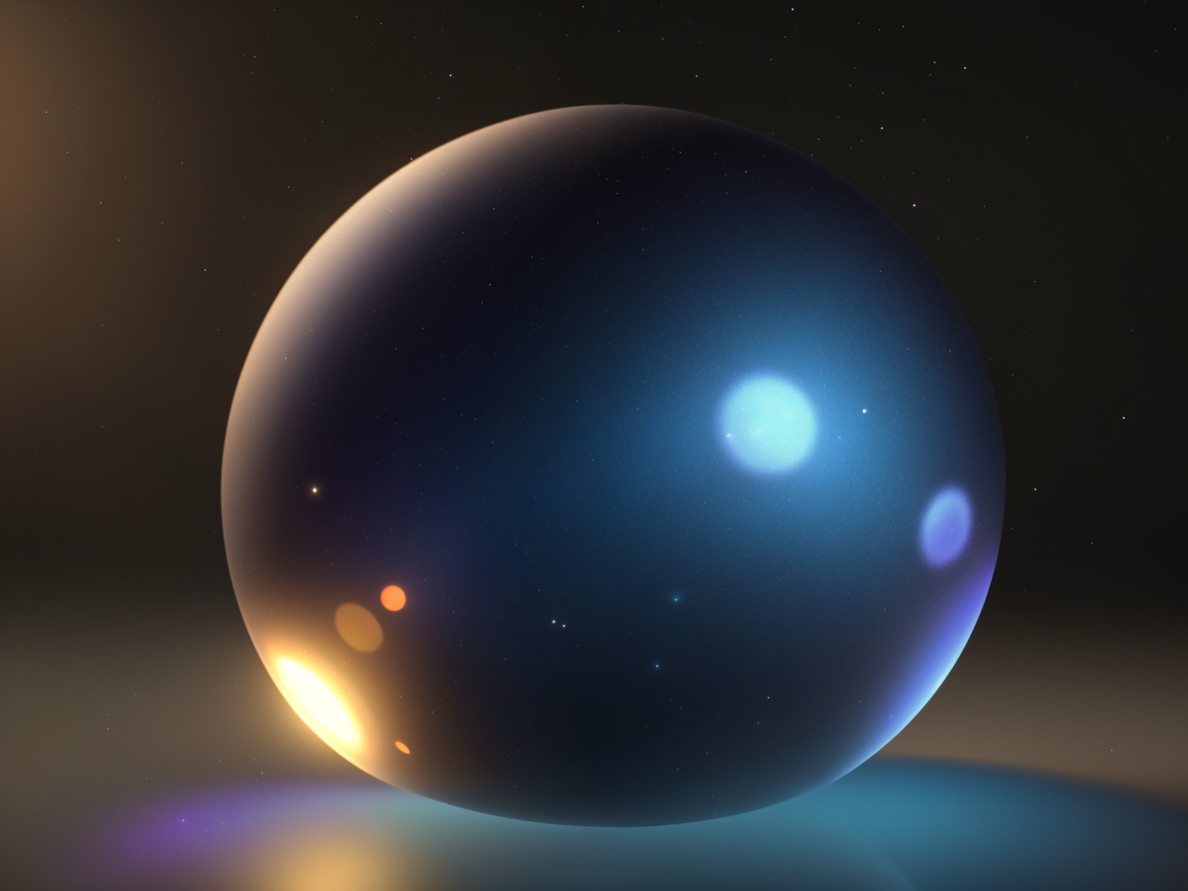 Reflective Sphere with Deep Blues and Light Highlights