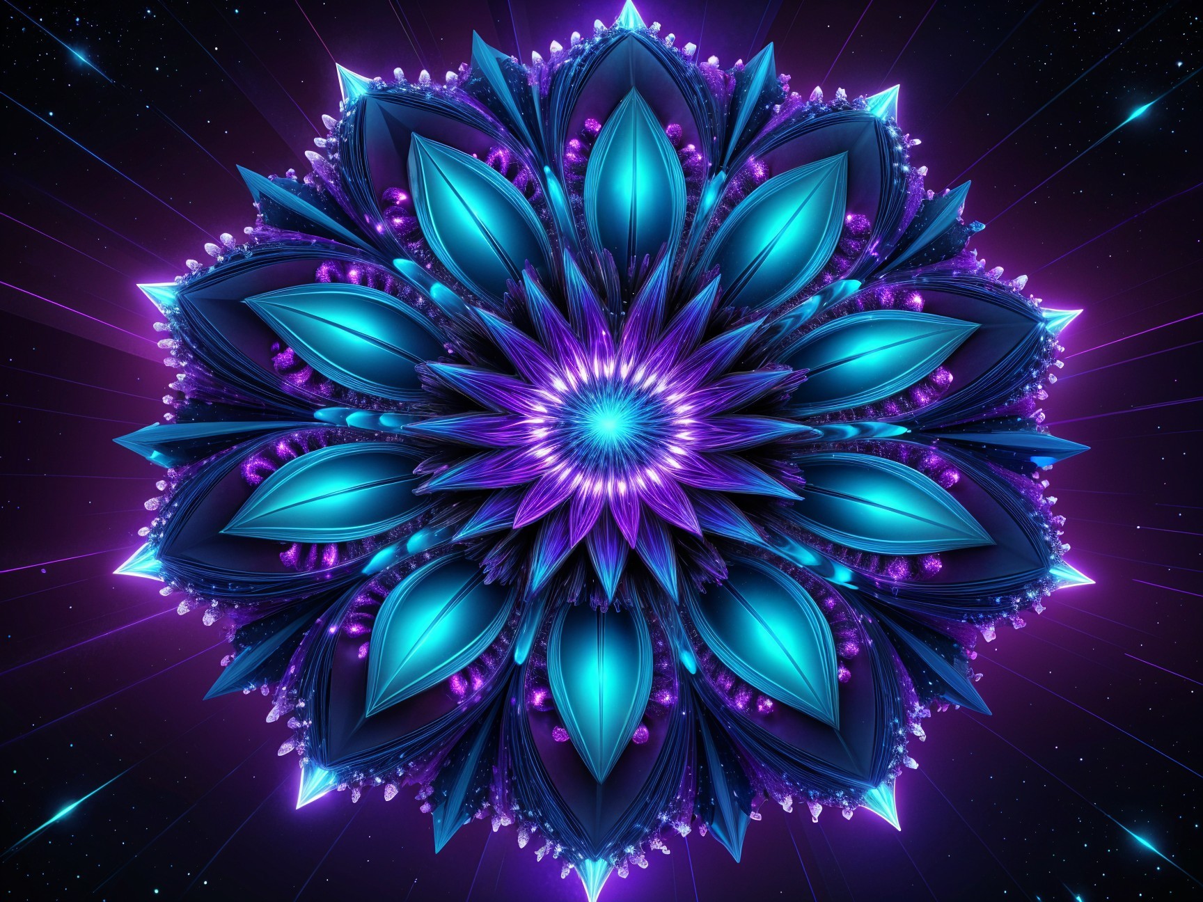 Vibrant Mandala Design with Blue and Purple Layers