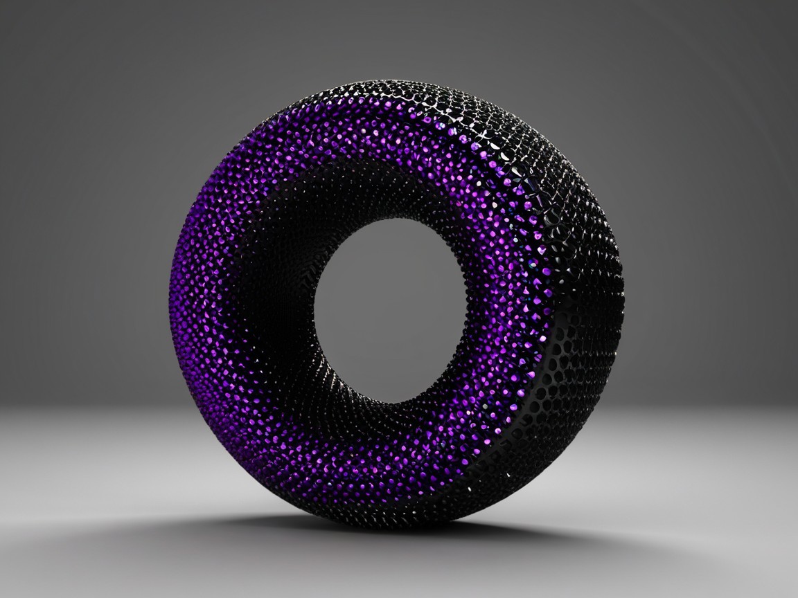 Sleek Toroidal Shape with Textured Matte Black and Purple