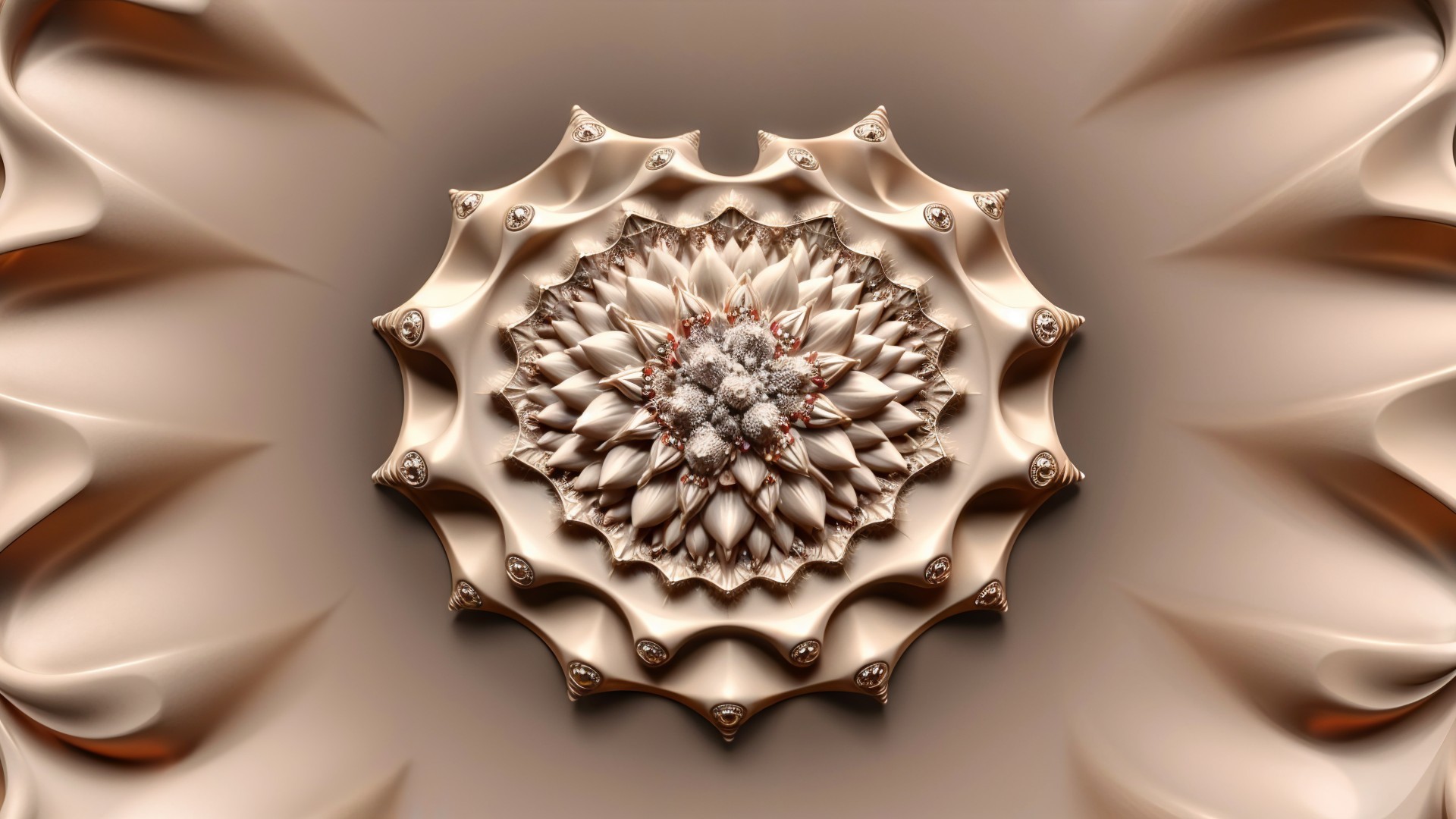 3D Fractal Design with Mandala Patterns and Textures