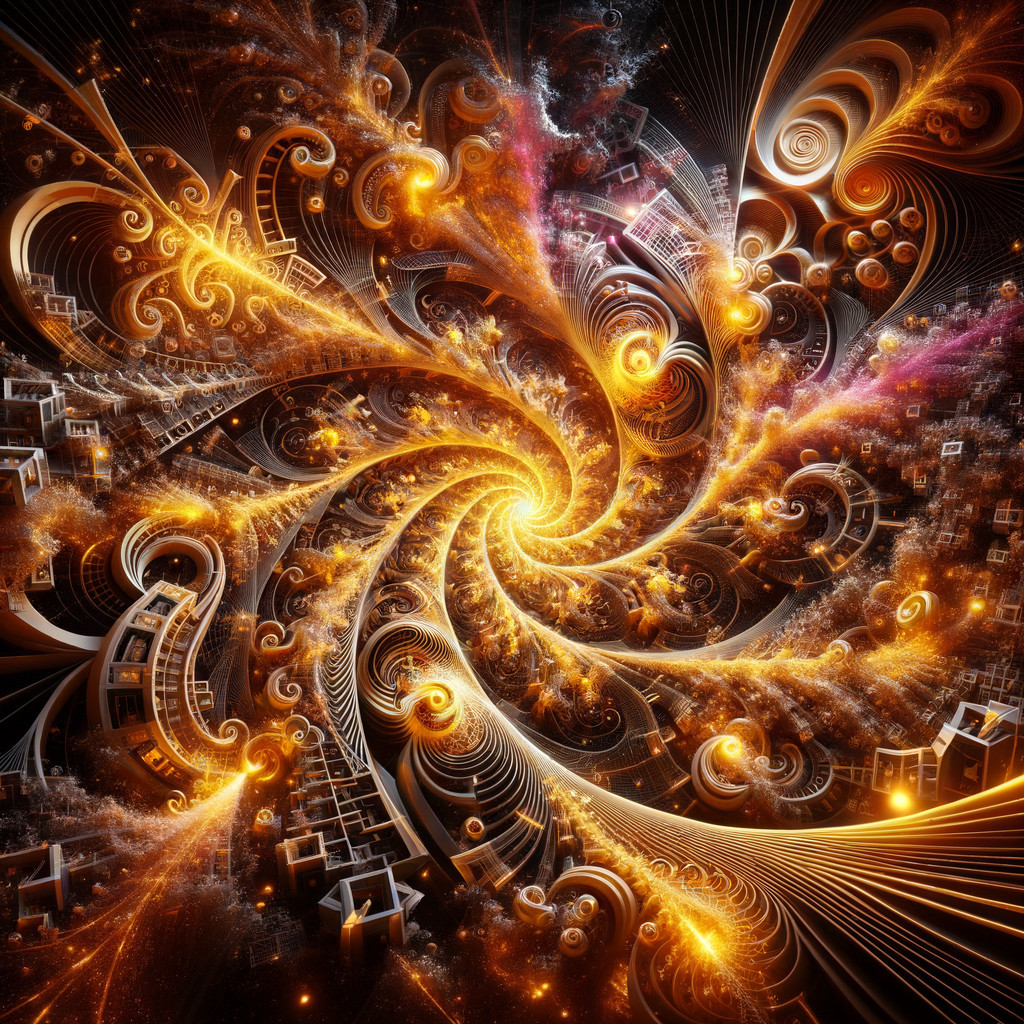 Vibrant Fractal Pattern with Spirals and Geometric Shapes