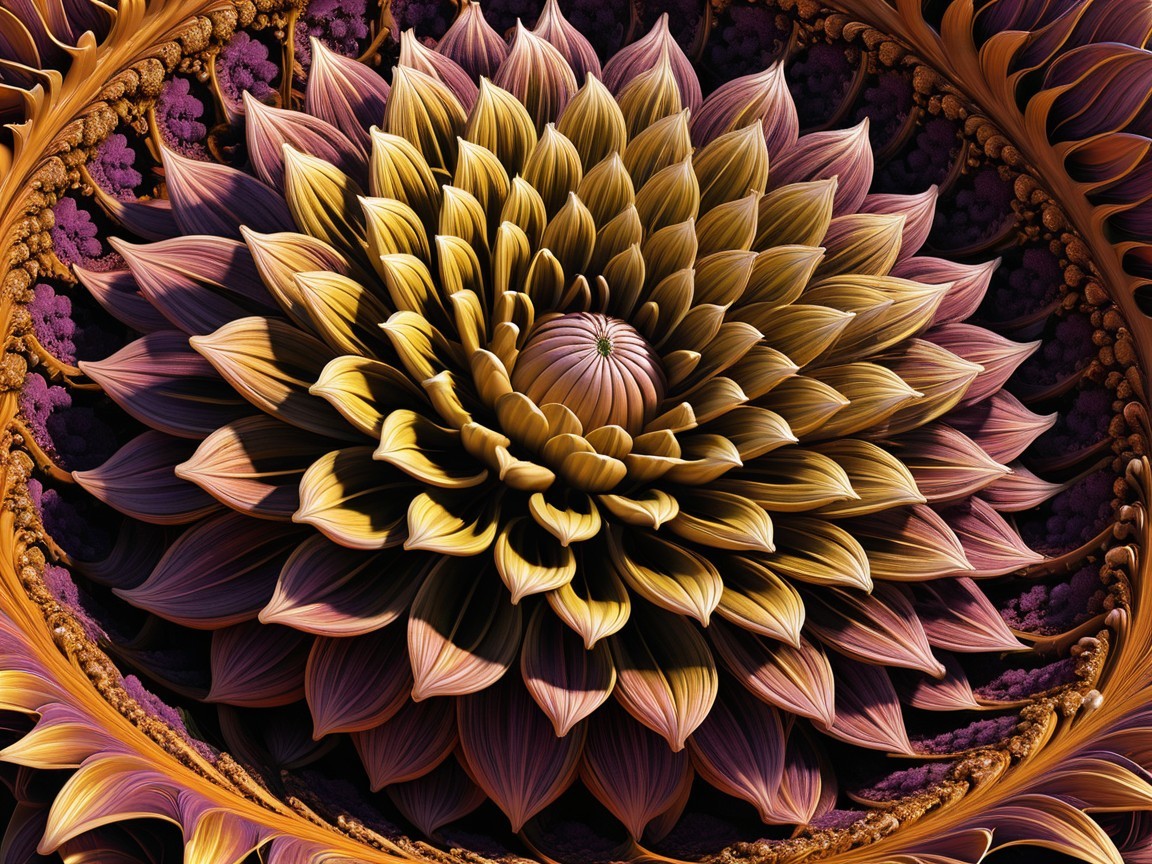 Fractal Design of a Blooming Flower in Vibrant Colors
