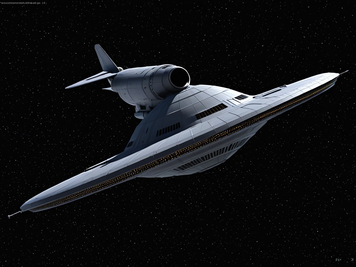 Futuristic Saucer-Shaped Spacecraft in Deep Space