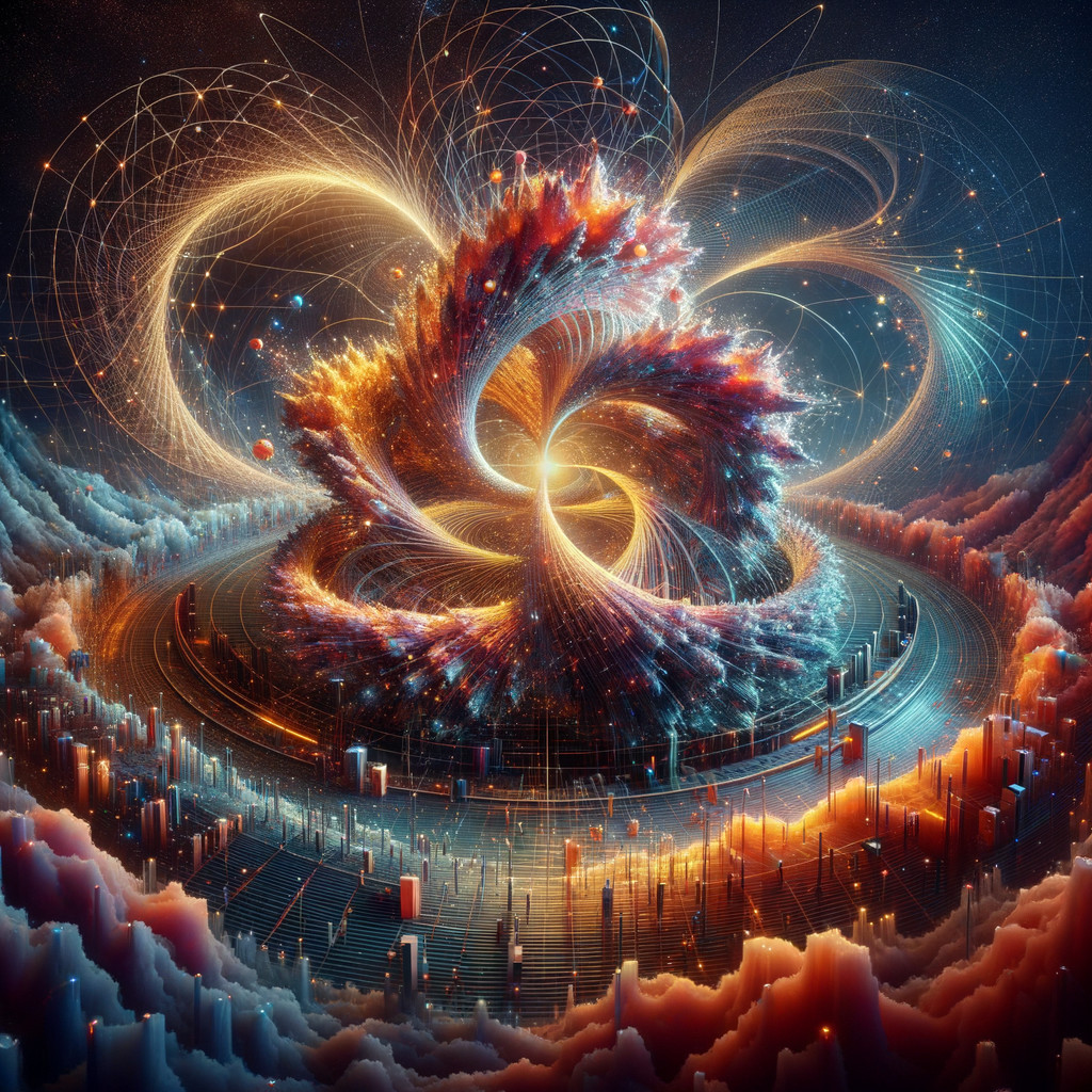 Vibrant Cosmic Landscape with Urban-Nature Fusion