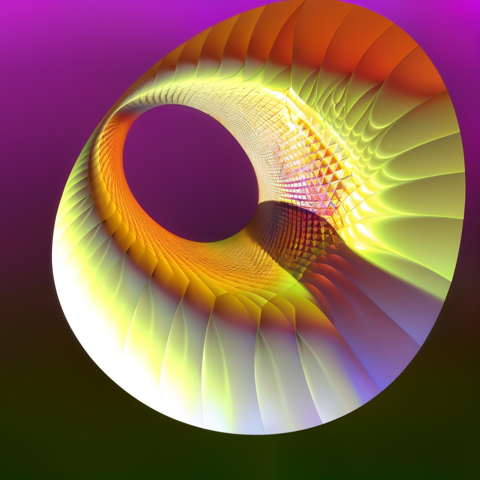 Vibrant Toroidal Shape with Swirling Patterns and Gradients
